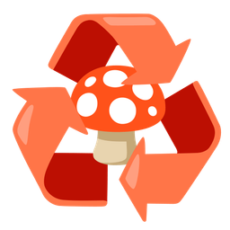 mushroom and recycling symbol