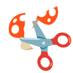 mushroom and scissors