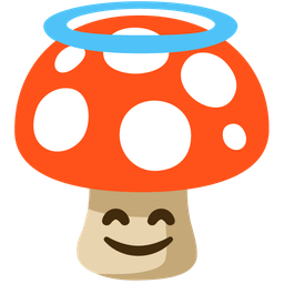 Mushroom and Smiling face with halo