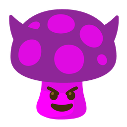 mushroom and smiling face with horns