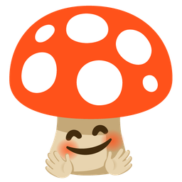 Mushroom and Smiling face with open hands
