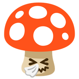 mushroom and sneezing face