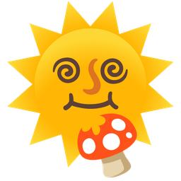 mushroom and sun with face