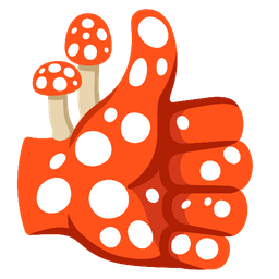 mushroom and thumbs up
