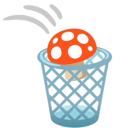 mushroom and wastebasket