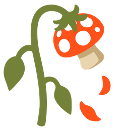 mushroom and wilted flower