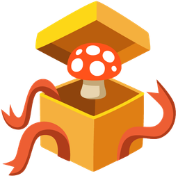 mushroom and wrapped gift