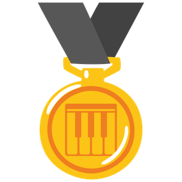 Musical keyboard and 1st place medal