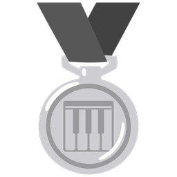 Musical keyboard and 2nd place medal