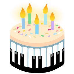 Musical keyboard and Birthday cake