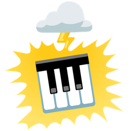 Musical keyboard and Cloud with lightning