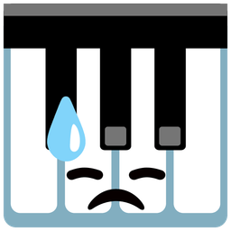 Musical keyboard and Downcast face with sweat