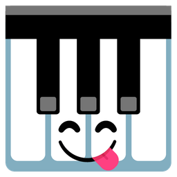 Musical keyboard and Face savoring food