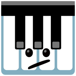 Musical keyboard and Face with diagonal mouth