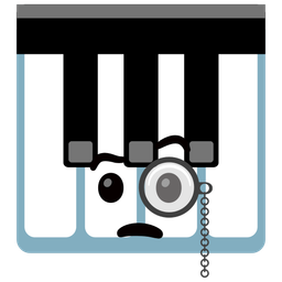 Musical keyboard and Face with monocle