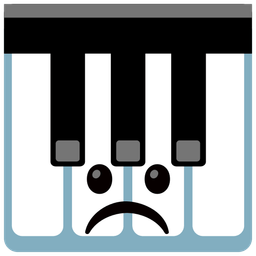 Musical keyboard and Frowning face