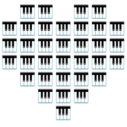 Musical keyboard and Heart suit