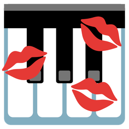 Musical keyboard and Kiss mark