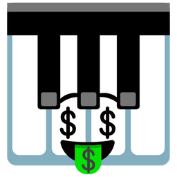 Musical keyboard and Money-mouth face