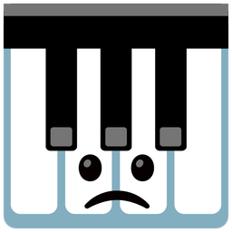 Musical keyboard and Slightly frowning face