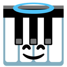 Musical keyboard and Smiling face with halo