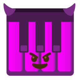 Musical keyboard and Smiling face with horns