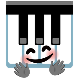 Musical keyboard and Smiling face with open hands