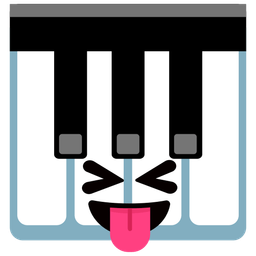 Musical keyboard and Squinting face with tongue