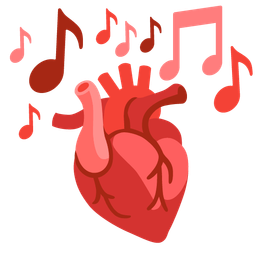musical notes and anatomical heart