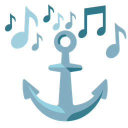 musical notes and anchor