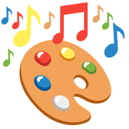musical notes and artist palette