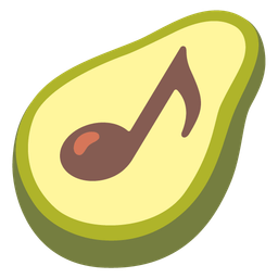 musical notes and avocado
