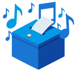 musical notes and ballot box with ballot