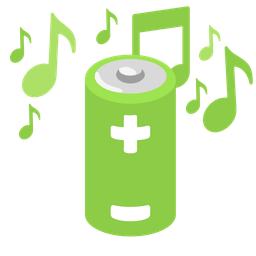 musical notes and battery