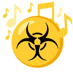 musical notes and biohazard