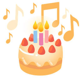 musical notes and birthday cake