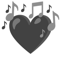 musical notes and black heart