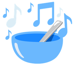 musical notes and bowl with spoon