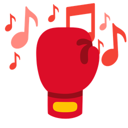 musical notes and boxing glove