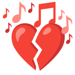 musical notes and broken heart