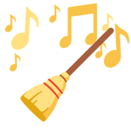 musical notes and broom