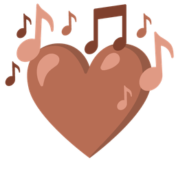 musical notes and brown heart