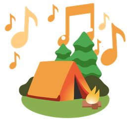 musical notes and camping