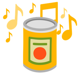 musical notes and canned food