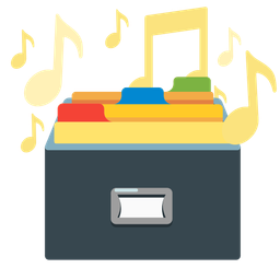 musical notes and card file box