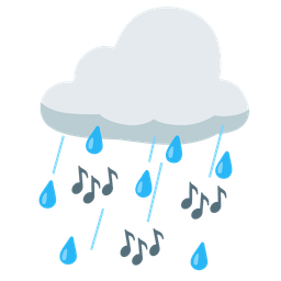 musical notes and cloud with rain