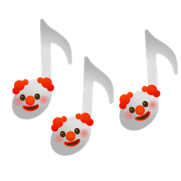musical notes and clown face