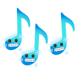 musical notes and cold face