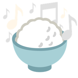 musical notes and cooked rice