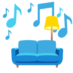 musical notes and couch and lamp